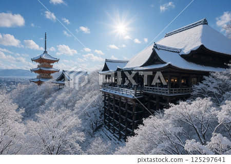 Snow scenery of Kiyomizudera 125297641