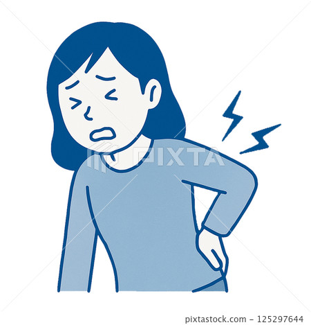 一位女性忍受腰痛的插圖(人物/醫療) 一位女性忍受腰痛的插圖(人物/醫療) 125297644