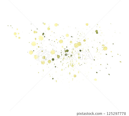 Olive abstract watercolor splashes, drops and blots. Hand drawn light and dark green splatter paint. Chaotic stains design element isolated from background for backdrops. Sketch of dynamic blobs 125297778