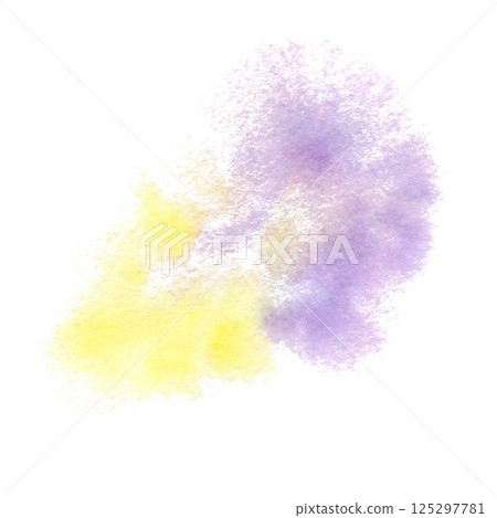 Yellow-lilac abstract watercolor stain with soft, blurry edges. Hand drawn paint blurring in wet-on-wet technique. Translucent spot design element isolated from background for decoration backdrop Yellow-lilac abstract watercolor stain with soft, blurry edges. Hand drawn paint blurring in wet-on-wet technique. Translucent spot design element isolated from background for decoration backdrop 125297781