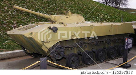 Kiev, Ukraine December 10, 2020: BMD-1 airborne combat vehicle at the Museum of Military Equipment for public viewing Kiev, Ukraine December 10, 2020: BMD-1 airborne combat vehicle at the Museum of Military Equipment for public viewing 125297837
