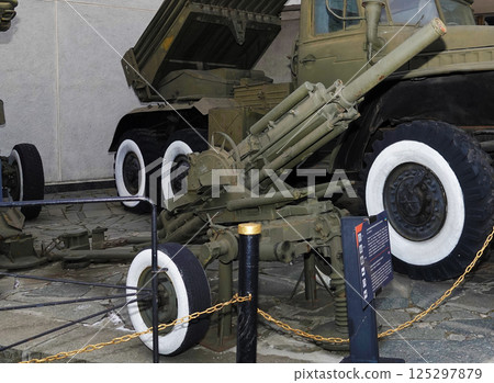 Kiev, Ukraine December 10, 2020: Automatic mortar 2B9 82-mm "Cornflower" in the Museum of military equipment for all to see Kiev, Ukraine December 10, 2020: Automatic mortar 2B9 82-mm "Cornflower" in the Museum of military equipment for all to see 125297879