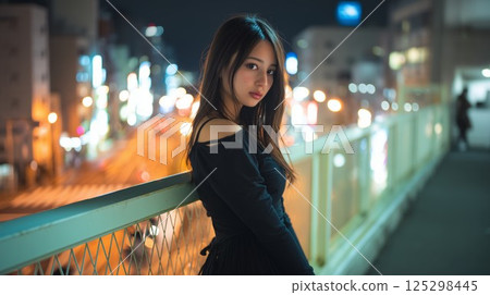 具有城市背景的美麗的女人肖像 具有城市背景的美麗的女人肖像 125298445