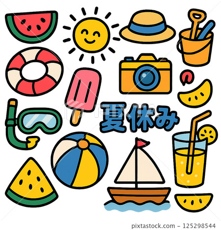 暑假可愛插畫集 125298544