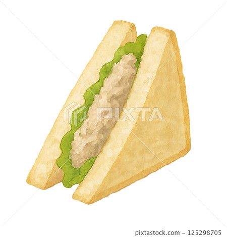 Watercolor illustration of a tuna and lettuce sandwich (food) 125298705