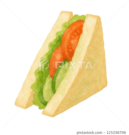 蔬菜三明治（食物）的水彩插圖 125298706