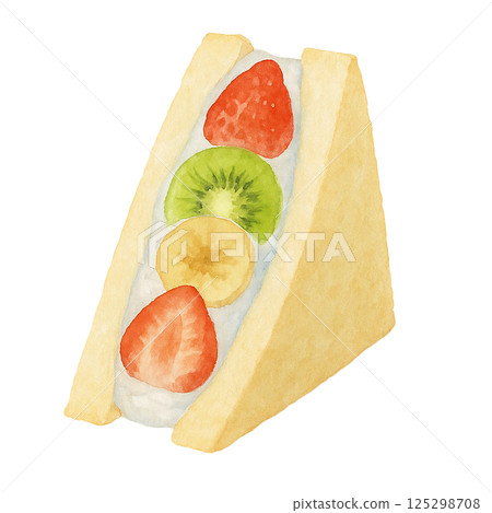 水果三明治水彩插圖 水果三明治水彩插圖 125298708