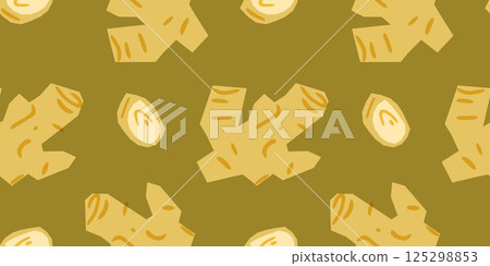 Ginger root seamless pattern 125298853