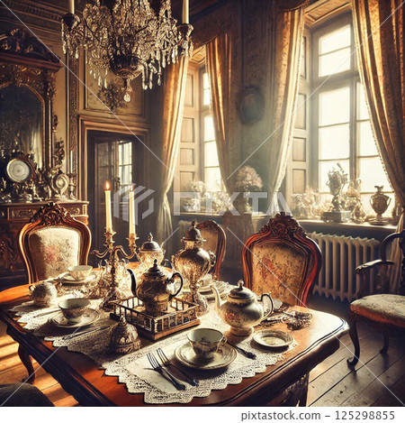 Enjoy an elegant tea time at an aristocratic mansion 125298855