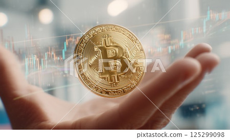 Bitcoin and chart graph 125299098