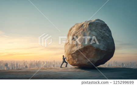 Perseverance concept visual, person facing obstacles Perseverance concept visual, person facing obstacles 125299699