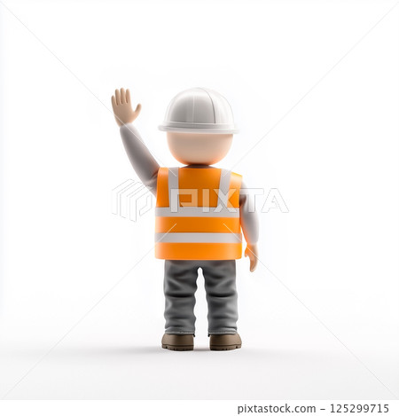 3D character of a child dressed in construction work clothes 125299715