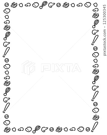 Simple and cute hand-drawn baseball frame 125300345