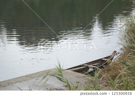 Peaceful scenery of a river and boats 125300938