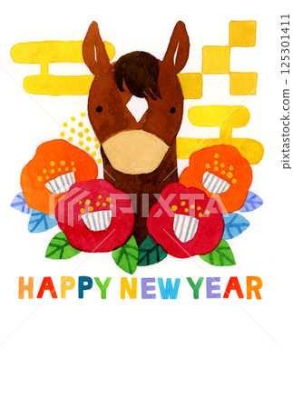 2026/令和8可愛日式馬年卡素材(手繪水彩插畫) 2026/令和8可愛日式馬年卡素材(手繪水彩插畫) 125301411