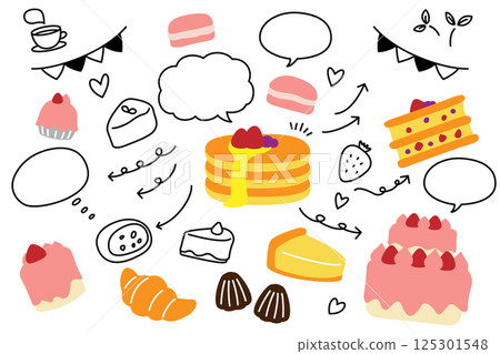 Cake speech bubble arrow set Cake speech bubble arrow set 125301548