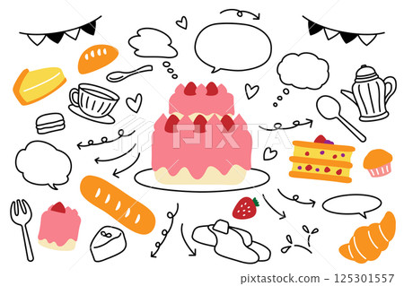 Cake speech bubble arrow set Cake speech bubble arrow set 125301557