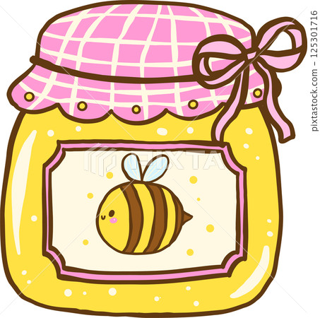 Cute Honey Jar Cartoon Illustration Farmer Market 125301716