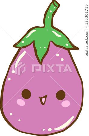 Cute Cartoon Eggplant Character 125301719