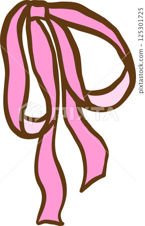 Hand Drawn Pink Ribbon Illustration 125301725