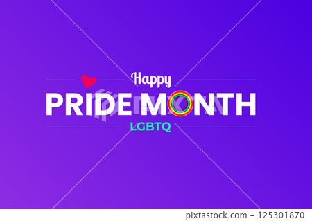 Bold White Pride Typography with Heart and Rainbow O 125301870