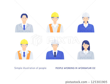 Icon set of men and women working at the site and in the office. Illustration material of people wearing work clothes. Icon set of men and women working at the site and in the office. Illustration material of people wearing work clothes. 125301905