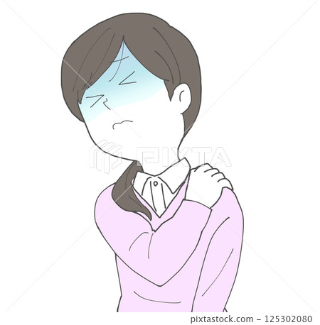 Woman with shoulder pain turns pale Woman with shoulder pain turns pale 125302080