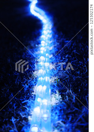 A road of blue LEDs 125302174