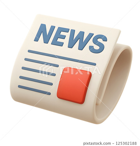 3D 風格的圓形報紙圖示插圖 125302188