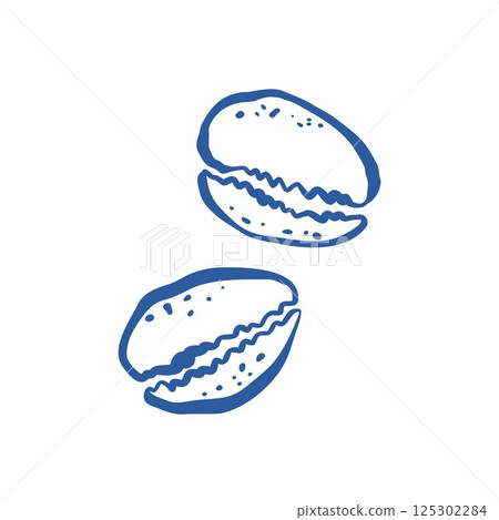 Hand drawn blue cowrie seashells isolated on white background for summer tropical design and decoration 125302284