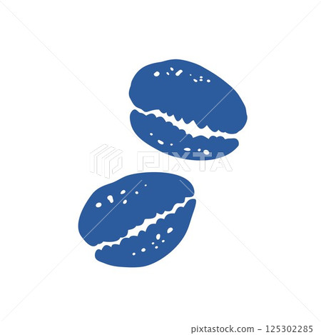 Cowrie seashell clipart with blue fill hand drawn style for beach decor summer prints and tropical ocean themed designs 125302285