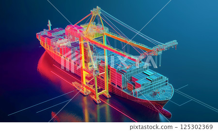 停泊在港口的貨櫃船 125302369