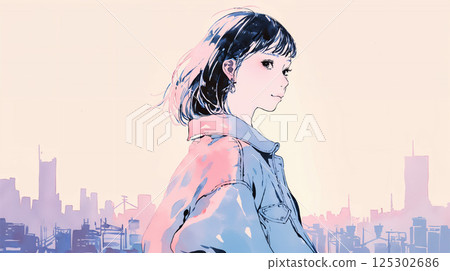 陽光下微笑的女人 125302686