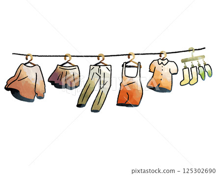 Laundry hanging out to dry (nostalgic colors) 125302690