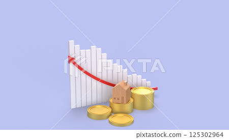 The Gold coins and House for Business concept 3d Rendering. The Gold coins and House for Business concept 3d Rendering. 125302964