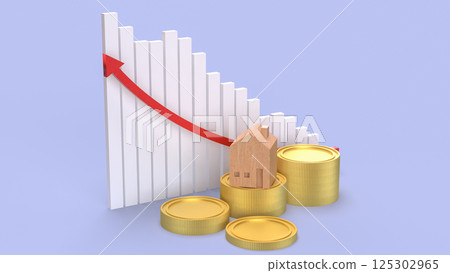 The Gold coins and House for Business concept 3d Rendering. The Gold coins and House for Business concept 3d Rendering. 125302965
