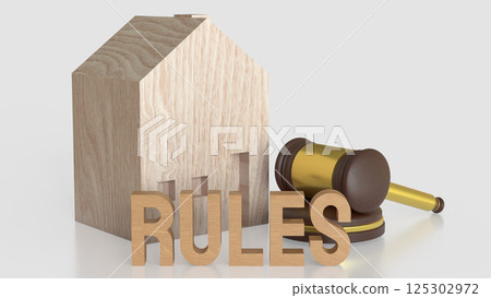 The House and hammer for property law concept 3d Rendering. The House and hammer for property law concept 3d Rendering. 125302972
