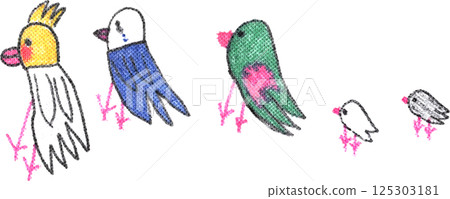 兒童繪製的彩色鳥類插圖 兒童繪製的彩色鳥類插圖 125303181