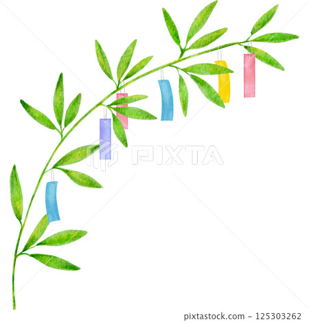 Tanabata bamboo leaf illustration frame 125303262