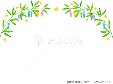 Tanabata bamboo leaf illustration frame Tanabata bamboo leaf illustration frame 125303265