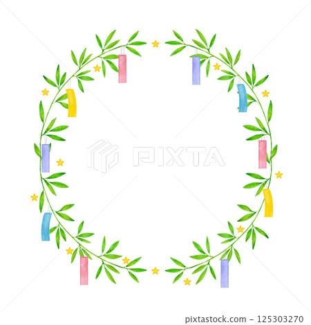 Tanabata bamboo leaf illustration frame 125303270