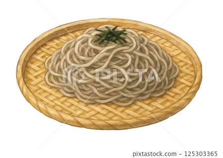 用水彩畫出的 Zaru 蕎麥麵的簡單插圖 用水彩畫出的 Zaru 蕎麥麵的簡單插圖 125303365