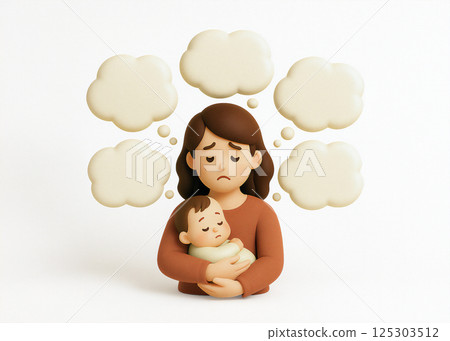 Parenting mom's worries: Blank speech bubble 125303512