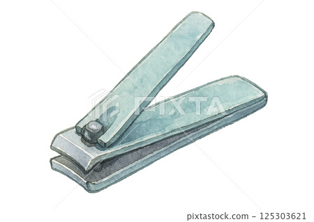 Simple watercolor illustration of nail clippers (everyday item) 125303621