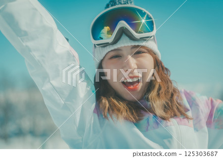 滑雪板 女生 女孩 125303687