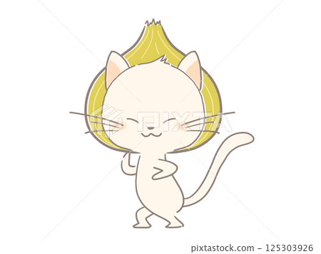 戴著洋蔥頭的貓的插圖 125303926
