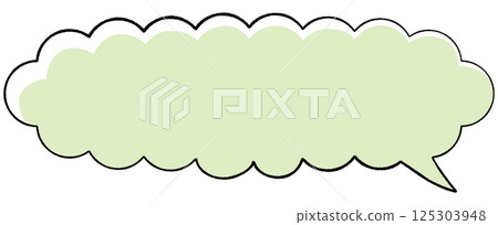 具有線條畫風格的簡單對話框。一朵蓬鬆的橢圓形雲,很長且水平,右邊有一條尾巴,顏色很時尚。 具有線條畫風格的簡單對話框。一朵蓬鬆的橢圓形雲,很長且水平,右邊有一條尾巴,顏色很時尚。 125303948