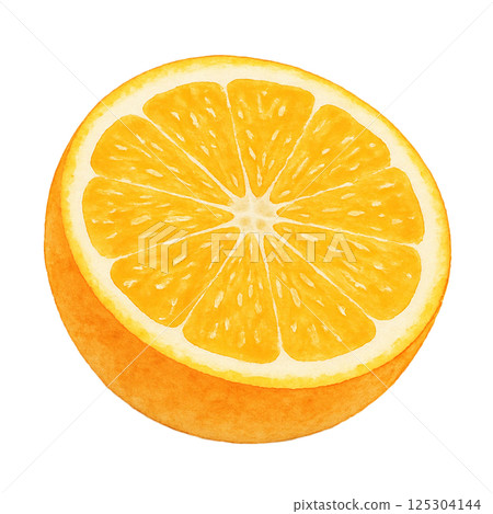 Watercolor illustration of orange cross section (vegetable) 125304144