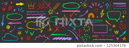 Line hand drawn brush marker arrow, heart shape element kid color set. Hand drawn sketch marker underline shape, arrow, star marker brush pen stroke icon heart element. Vector Line hand drawn brush marker arrow, heart shape element kid color set. Hand drawn sketch marker underline shape, arrow, star marker brush pen stroke icon heart element. Vector 125304176