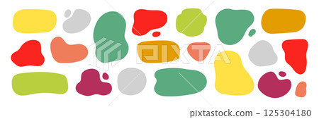 Organic shape liquid form set. Round organic blob curve bubble abstract shape frame. Doodle abstract liquid blob, wavy fluid different form. Soft round oval pattern background. Vector 125304180